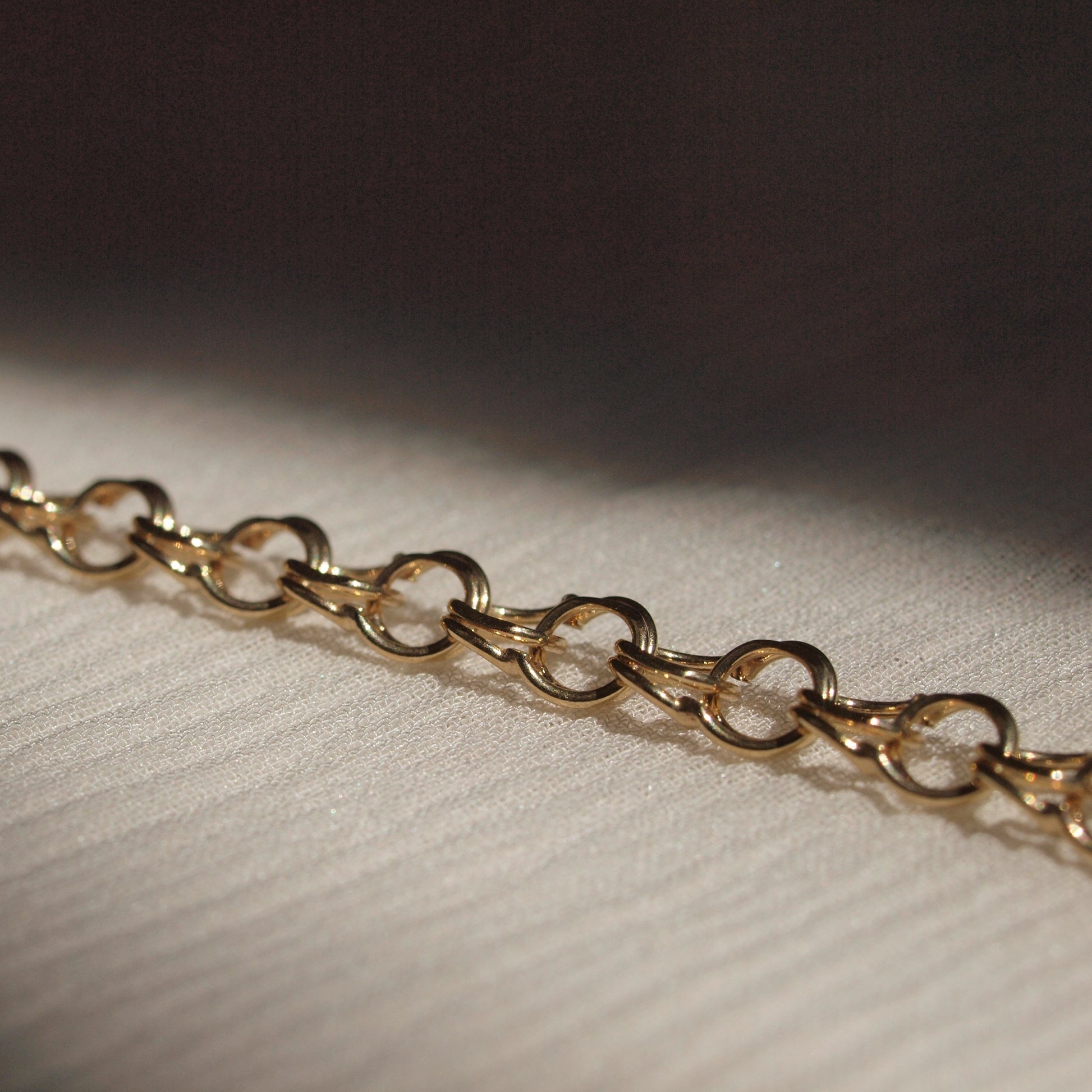 Reclaimed 14k Yellow Gold Double Circle Chain Bracelet (Up Close)